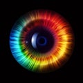 Human bright rainbow iris eye. Generative AI