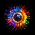 Human bright rainbow iris eye. Generative AI