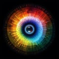 Human bright rainbow iris eye. Generative AI