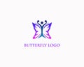 Human butterfly transformation wellness logo. Royalty Free Stock Photo