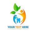 Human Care dental Logo vector, Family dental care Green organic leafs icon vector.