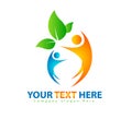 Human Care Logo vector, Family dental care Green organic leafs icon vector. Royalty Free Stock Photo