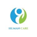 Human Care Logo. Care Logo Vector. People help Logo. Protection Monogram, Care Logo