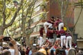 Human castle during community event in Barcelona Royalty Free Stock Photo