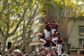 Human castle during community event in Barcelona Royalty Free Stock Photo