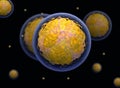 nucleolus, nucleus, 3d stem cell.