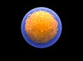 Human cell or animal cell. 3d stem cell, ready to split in multi cells. Royalty Free Stock Photo