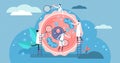 Human cell vector illustration. Tiny stylized microbiology persons concept.