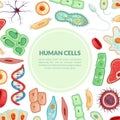 Human Cells Square Card as Medicine and Biology Vector Template
