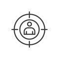 Human-centered design, icon in line design. Human, centered, design, user, experience, empathy, creativity on white