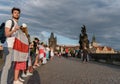 Human chain for Belarus on Charles bridge, Prague