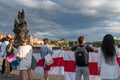 Human chain for Belarus on Charles bridge, Prague