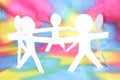 Human chain with colorful back Royalty Free Stock Photo