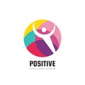 Human character in colored circle - creative logo template sign for sport club, health center, music festival etc.