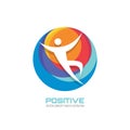 Human character in colored circle - creative logo template sign for sport club, health center, music festival etc.