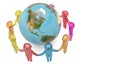 Human character holding hands around the globe world community c