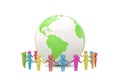 Human character holding hands around the globe world community c Royalty Free Stock Photo