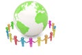 Human character holding hands around the globe world community c