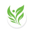 Human character - nature green leaves - vector logo concept illustration. Health positive symbol. Graphic design element. Wellness Royalty Free Stock Photo