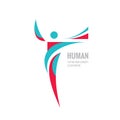 Human character - vector logo template concept illustration for sport club, fitness hall, health center, music festival etc.