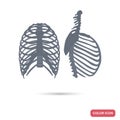 Human chest skeleton profile and facet view color flat icons for web and mobile design