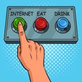 Human chooses internet food drink pop art vector