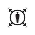 Human in circle with arrows - black icon on white background vector illustration for website, mobile application, presentation