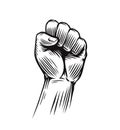 Human clenched fist illustration. Protest, rebel vector revolution