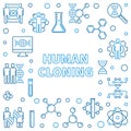 Human Cloning outline square frame. Vector illustration