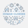 Human cloning vector round illustration in outline style