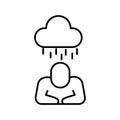 Human with cloud rainy psychologist health line style icon