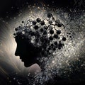 Human head with abstract molecules. 3d illustration. Science and technology concept, generative ai