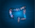 Human colon abstract blue background