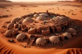 human colony on Mars, showcasing domed habitats and technological infrastructure for survival. Generative AI
