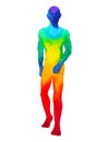 Human colorful chakra body standing pose, abstract watercolor painting hand drawing illustration