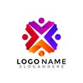 Human community logo, people group modern colorful logos Design Vector Template