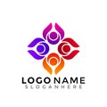 Human community logo, people group modern colorful logos Designs Vector Template