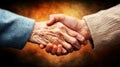 Human Connection Through Generations Captured in a Handshake of an Elderly and Young Person Royalty Free Stock Photo