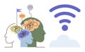 Human Connection and Mental Processes Integrated with Cloud and wireless Concept Royalty Free Stock Photo
