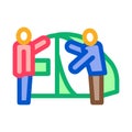 Human construct tent icon vector outline illustration