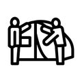 Human construct tent icon vector outline illustration