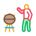 Human cooking bbq icon vector outline illustration Royalty Free Stock Photo