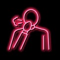 human cough neon glow icon illustration