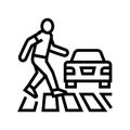 human crossing road on crosswalk line icon vector illustration Royalty Free Stock Photo