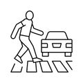 human crossing road on crosswalk line icon vector illustration Royalty Free Stock Photo