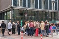 AMSTERDAM, NETHERLANDS - JUNE 25, 2017: Human crowd near of the Anne Frank Museum. Anne Frank was a German-born diarist.