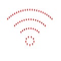 Human crowd in the shape of wifi symbol. Stick figure red simple icons. Vector illustration