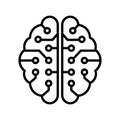 Human cybernetic human brain icon in outline style.