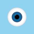 Human 3d blue eye. Eye iris on blue background. Realistic pupil eyeball. Vector illustration Royalty Free Stock Photo