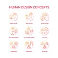 Human design red gradient concept icons set